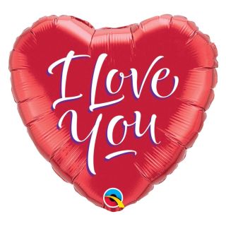 18" I Love You Red Heart Foil Balloon