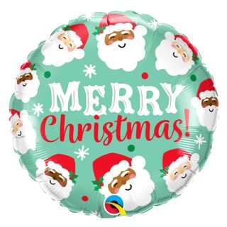 18" Merry Christmas/HoHoHo Santa Face Round Foil Balloon