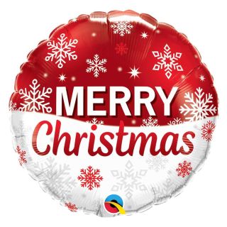 18" Merry Christmas Snow Flake Red/White Foil Balloon