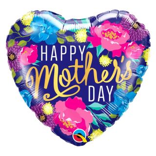 18" Mother's Day Colour Peonies Heart Foil Balloon