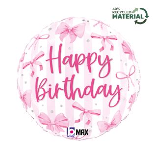 18" Pretty Pink Bow Birthday Foil Balloon