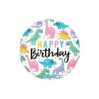 18" Round Birthday Dinosaur Foil Balloon