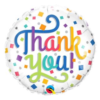 18" Thank You with Square and Round Colourful Confetti Foil Balloon