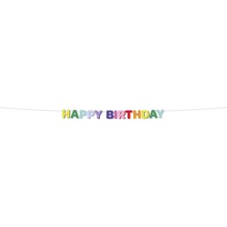1.7m Happy Birthday Banner Multicoloured Paper