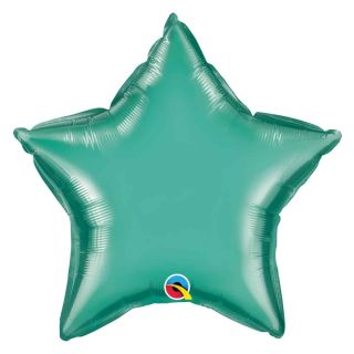 20" Chrome Green Star Foil Balloon Pacakaged
