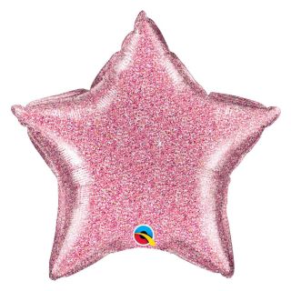 20" Holographic Pink Star Foil Balloon