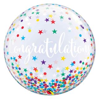 22" Deco Bubble Balloon Congratulations Confetti Stars 1ct