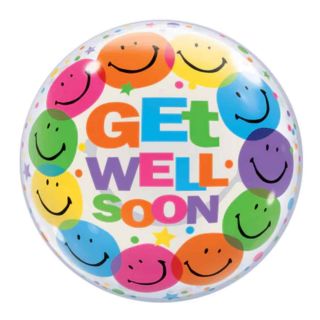 22" Deco Bubble Balloon Get Well Soon Smiling Emoji 1ct