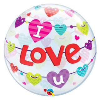22" I Love U Heart Banners Valentine's Day Bubble Balloon