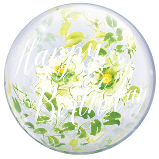 22" Deco Bubble Balloon Kyoko White Rose Happy Birthday 1ct