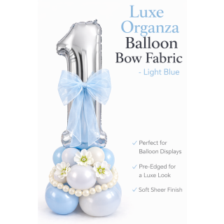 Organza Balloon Bow Fabric Light blue