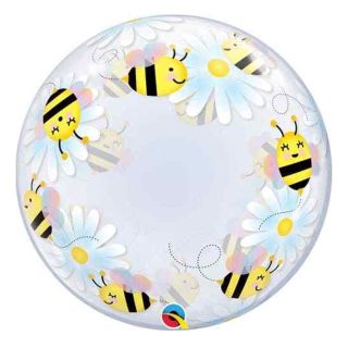 24" Deco Bubble Balloon Bees and Flowers 1ct