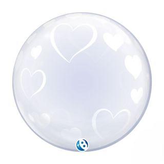 24" Deco Bubble Balloon Hearts Around Clear 1ct