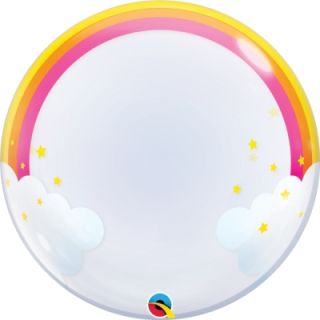 24" Deco Bubble Balloon Rainbow and Clouds 1ct