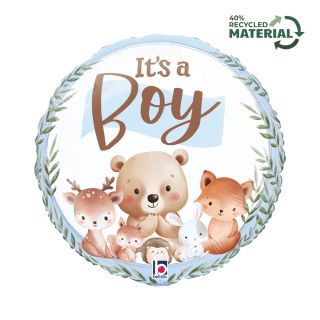 18" Woodland Animal Its A Boy Betallic Foil Balloon