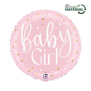 18" Betallic Baby Girl Pink Dots Foil Balloon
