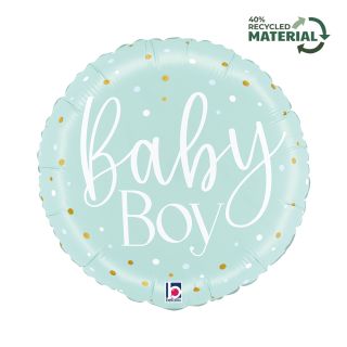 18" Betallic Baby Boy Blue Dots Foil Balloon