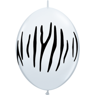 12" Zebra Stripes Quick Link White & Black Latex Balloons 50ct