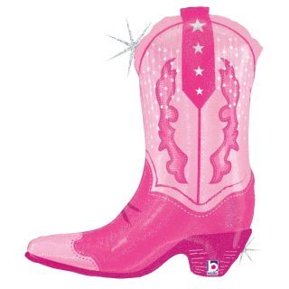 29" Pink Cowgirl Boot Foil Balloon