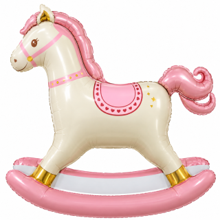 47" Bamboo Party Rocking Horse Pink Foil Balloon