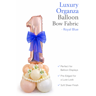 Organza Balloon Bow Fabric Royal Blue