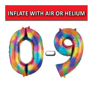 34" Rainbow Numbers Anagram Foil Balloons