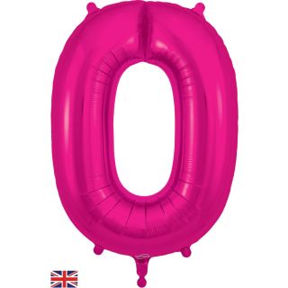 34" New Pink Number 0 Oaktree Foil Balloon