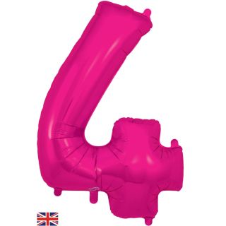 34" New Pink Number 4 Oaktree Foil Balloon