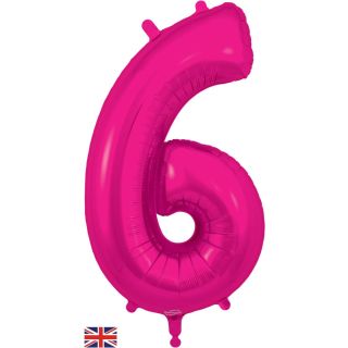 34" New Pink Number 6 Oaktree Foil Balloon