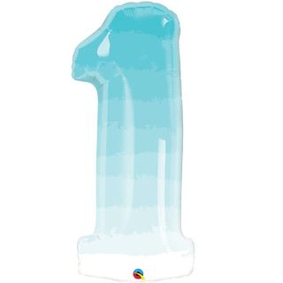 34" Blue Ombre Number 1 Qualatex Foil Balloon
