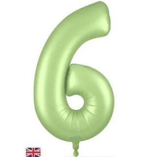 34" Satin Green Number 6 Oaktree Foil Balloon