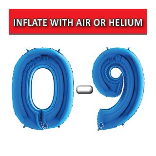 40" Blue Numbers Grabo Foil Balloons