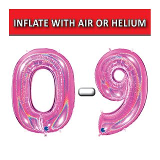 40" Fuxia Glitter Holographic Numbers Grabo Foil Balloons