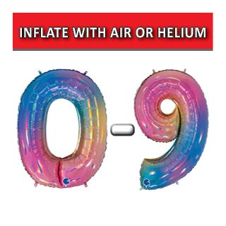 40" Rainbow Holographic Numbers Grabo Foil Balloons