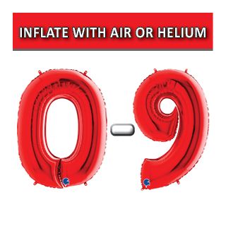 40" Red Numbers Grabo Foil Balloons