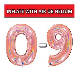 40" Rose Gold Glitter Holographic Numbers Grabo Foil Balloons