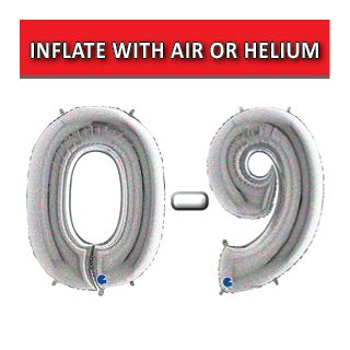 40" Silver Glitter Holographic Numbers Grabo Foil Balloons