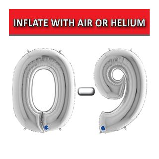 40" Silver Numbers Grabo Foil Balloons