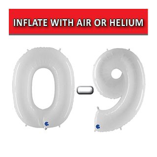 40" White Fluo Numbers Grabo Foil Balloons