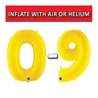 40" Yellow Fluo Numbers Grabo Foil Balloons 