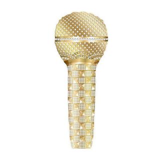 41cm x 84cm Microphone Gold Foil Balloon