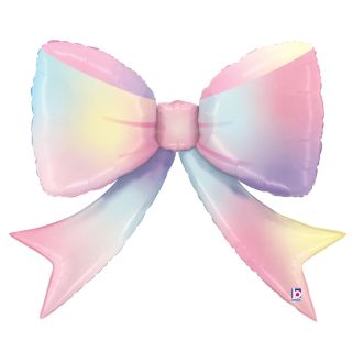 41" Bow Pastel Multi-coloured Betallic Foil Balloon