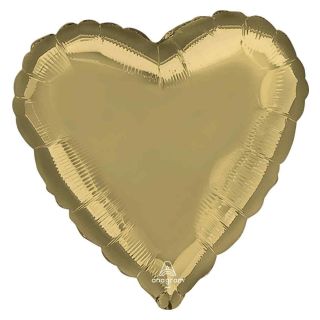 17" White Gold Heart Anagram Foil Balloon Packaged