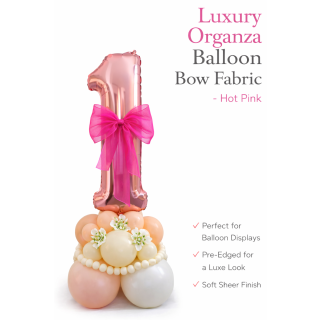 Organza Balloon Bow Fabric Hot Pink