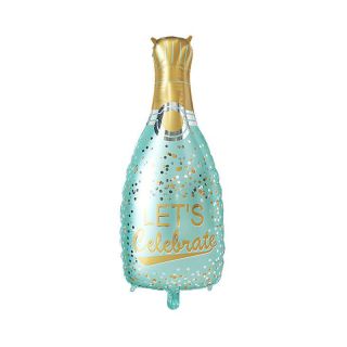 48cm x 98cm Blue Champagne Bottle Let's Celebrate Foil Balloon
