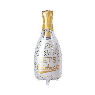 48cm x 98cm White Champagne Bottle Let's Celebrate Foil Balloon