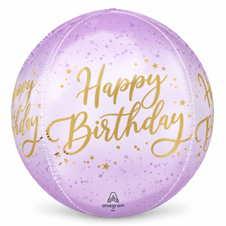 15" Anagram Happy Birthday Lilac Orbz Foil Balloon