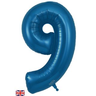 34" Navy Blue Metallic 9 Number Oaktree Foil Balloon