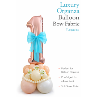 Organza Balloon Bow Fabric Turquoise