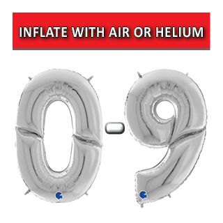 64" Silver Numbers Grabo Foil Balloons